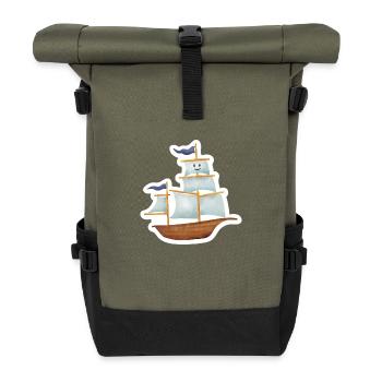 Sailing ship - Roll Top Backpack - olive/black - Front