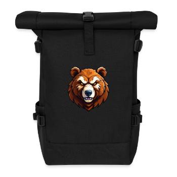 Wild angry brown bear combative motivational sport - Roll Top Backpack - black - Front