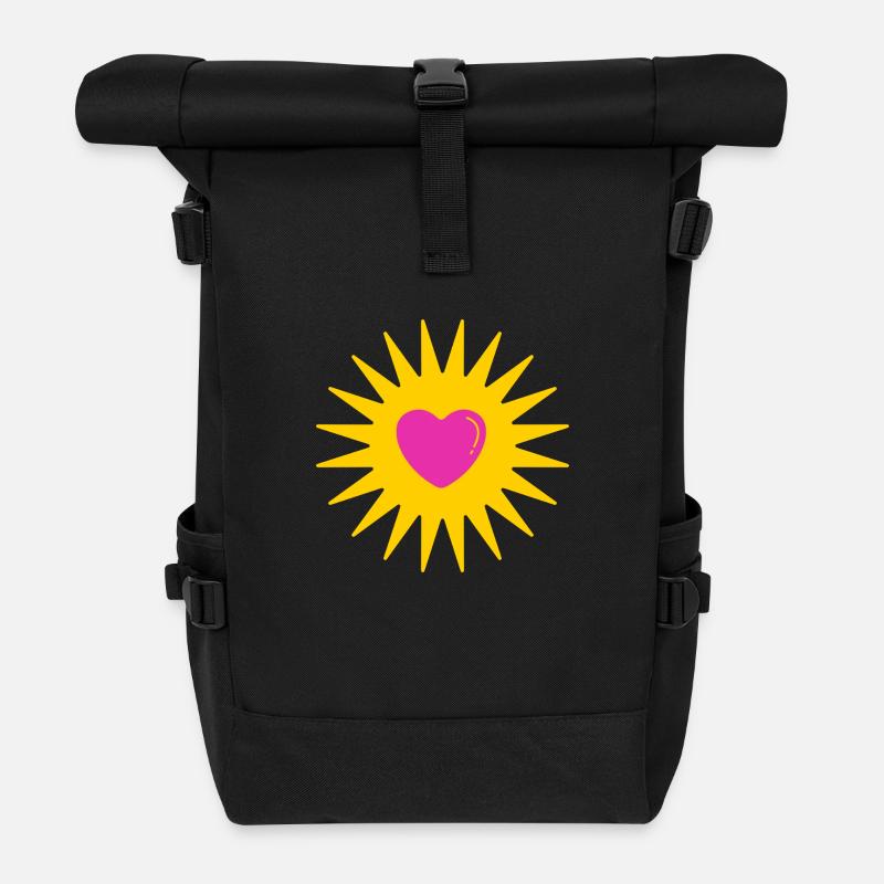 Herz-Sonne - Rolltop Rucksack - Schwarz