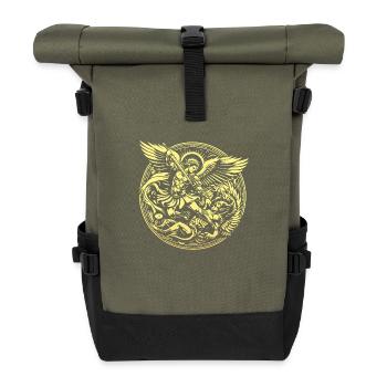 Erzengel Heiliger Religion Gott Engel Glaube Michael - Rolltop Rucksack - Olive/Schwarz - Vorne
