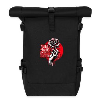 Wild im Herzen, sanft in der Blüte - Rolltop Rucksack - Schwarz - Vorne