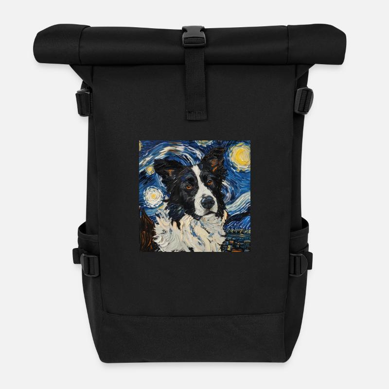Border Collie - Rolltop Rucksack - Schwarz