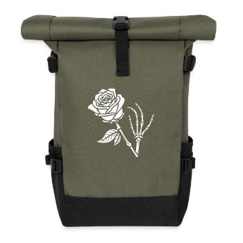 Blooming Skeleton Hand - Roll Top Backpack - olive/black - Front