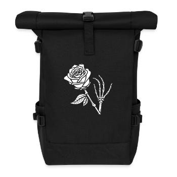 Blühende Skeletthand - Rolltop Rucksack - Schwarz - Vorne