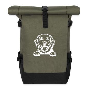 Liebenswerter Golden Retriever - Linienzeichnung - Rolltop Rucksack - Olive/Schwarz - Vorne
