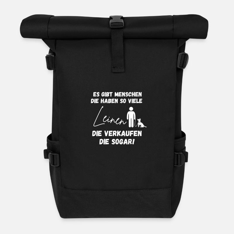 Leinen braucht der Hund - Rolltop Rucksack - Schwarz