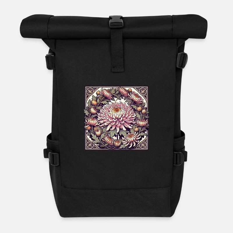 Blumen - Rolltop Rucksack - Schwarz