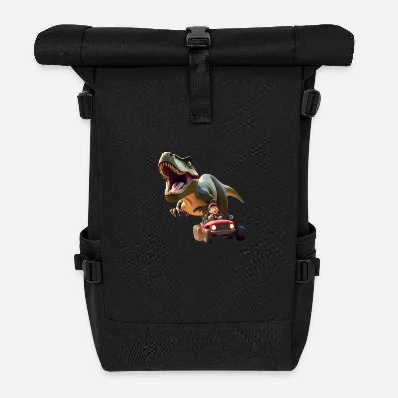 T-Rex and his Friend - Rolltop Rucksack - Schwarz
