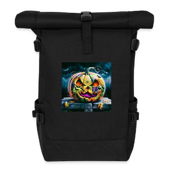 Halloween pumpkin - Roll Top Backpack - black - Front