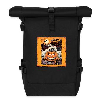 happy Halloween pumpkin - Roll Top Backpack - black - Front