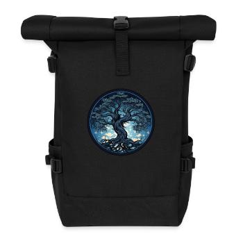 Baum, Ornamentbaum - Rolltop Rucksack - Schwarz - Vorne