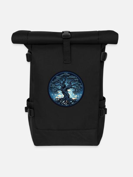 Baum, Ornamentbaum - Rolltop Rucksack - Schwarz