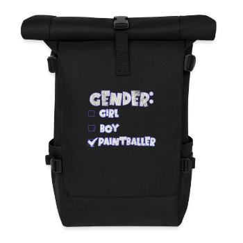 Geschlechtsverräterin eines Paintballers, blau und weiß - Rolltop Rucksack - Schwarz - Vorne