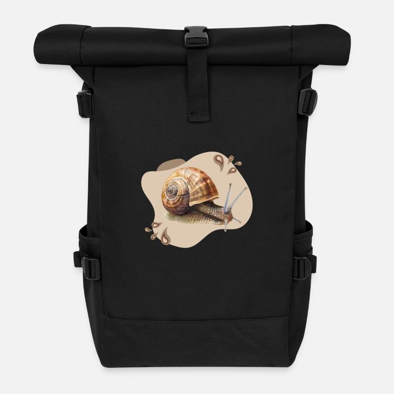 Snail - Roll Top Backpack - black