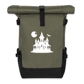 Vollmond Halloween Mitternacht Kinder Geisterhaus - Rolltop Rucksack - Olive/Schwarz - Vorne