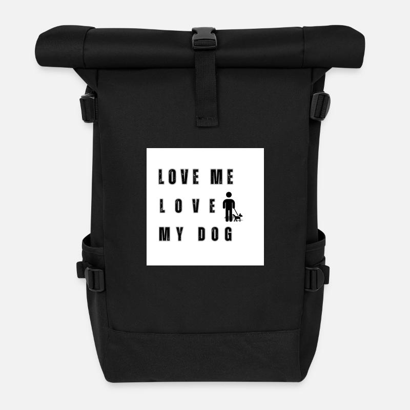 Love my dog - Roll Top Backpack - black