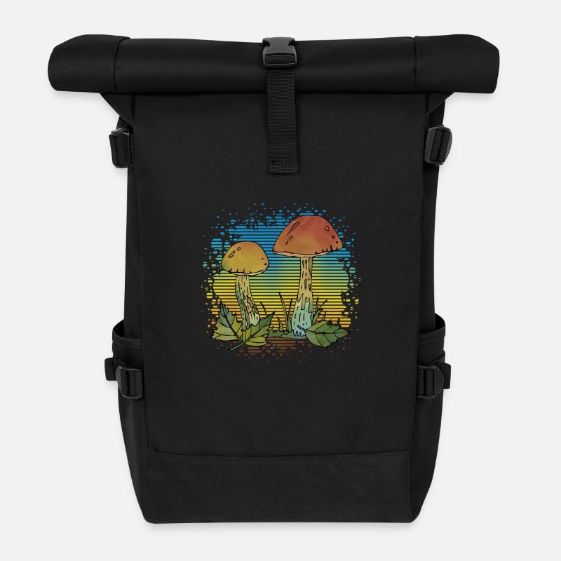 Pilze - Rolltop Rucksack - Schwarz
