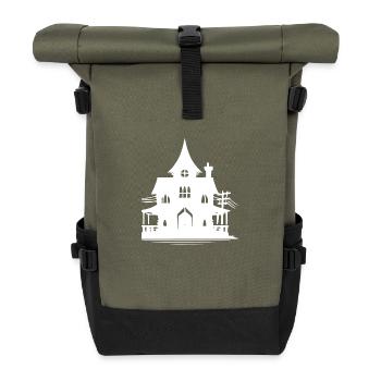Altes verlassenes Halloween Geisterhaus - Rolltop Rucksack - Olive/Schwarz - Vorne