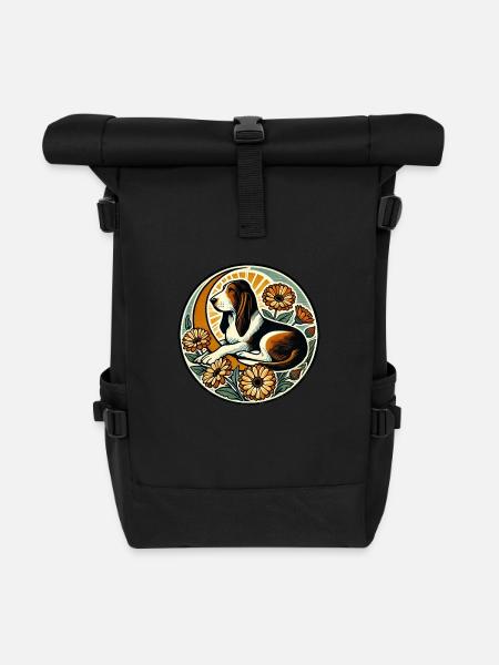 Basset Hound - Sac à dos roll top - noir