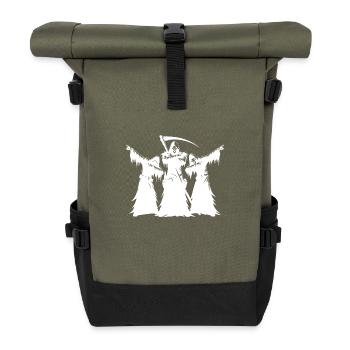 Scary Dabbing Halloween Undead with Scythe - Roll Top Backpack - olive/black - Front