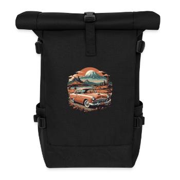 Vintage Vibes: Oldtimer Edition - Rolltop Rucksack - Schwarz - Vorne