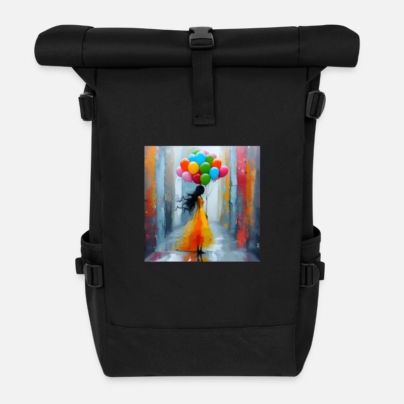 Balloons - Roll Top Backpack - black