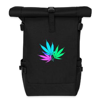 Feuilles de chanvre colorées - Sac à dos roll top - noir - Devant