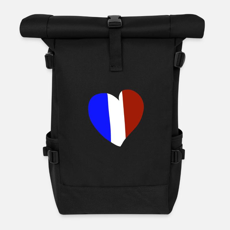 France Heart - Roll Top Backpack - black