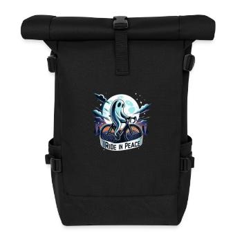 Ghostly Cyclist Night Ride - Roll Top Backpack - black - Front