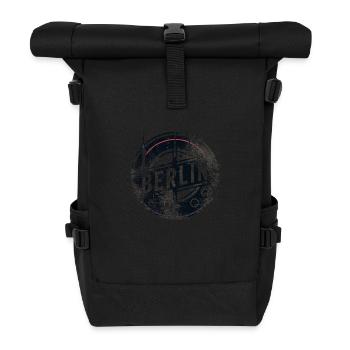 Berlin Grunge Design Alexanderplatz Berliner Bär - Rolltop Rucksack - Schwarz - Vorne