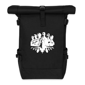 Cool aviator pilot portrait with airplane - Roll Top Backpack - black - Front