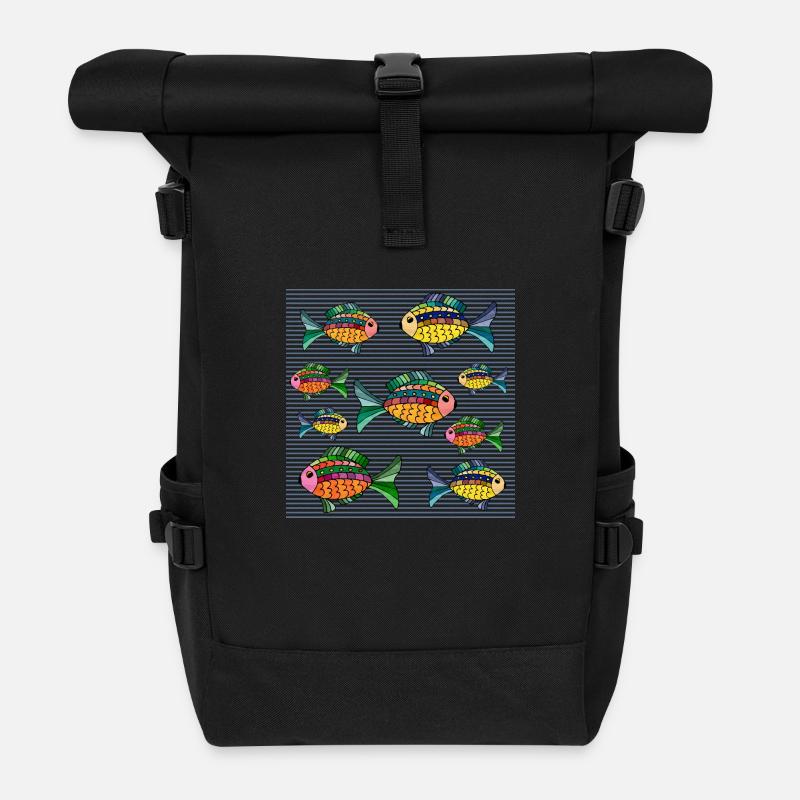 Fische - Rolltop Rucksack - Schwarz