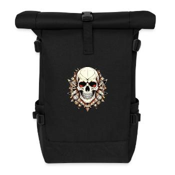 Edgy Skull Design - Rolltop Rucksack - Schwarz - Vorne