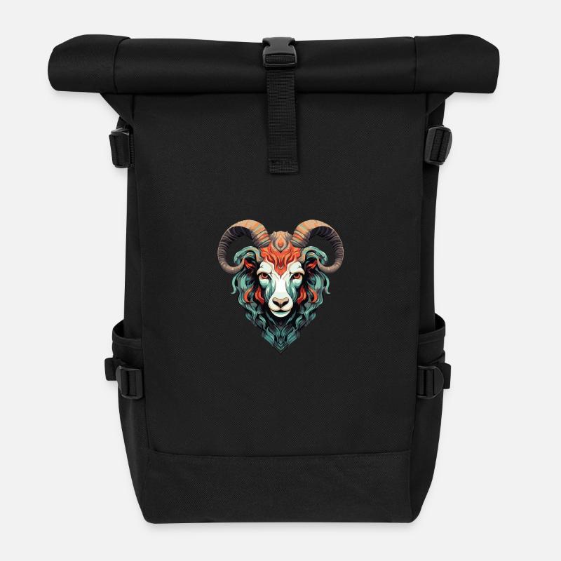 Widder Tier - Rolltop Rucksack - Schwarz