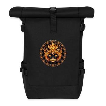 Mystical Fire Cat Mandala Design - Roll Top Backpack - black - Front