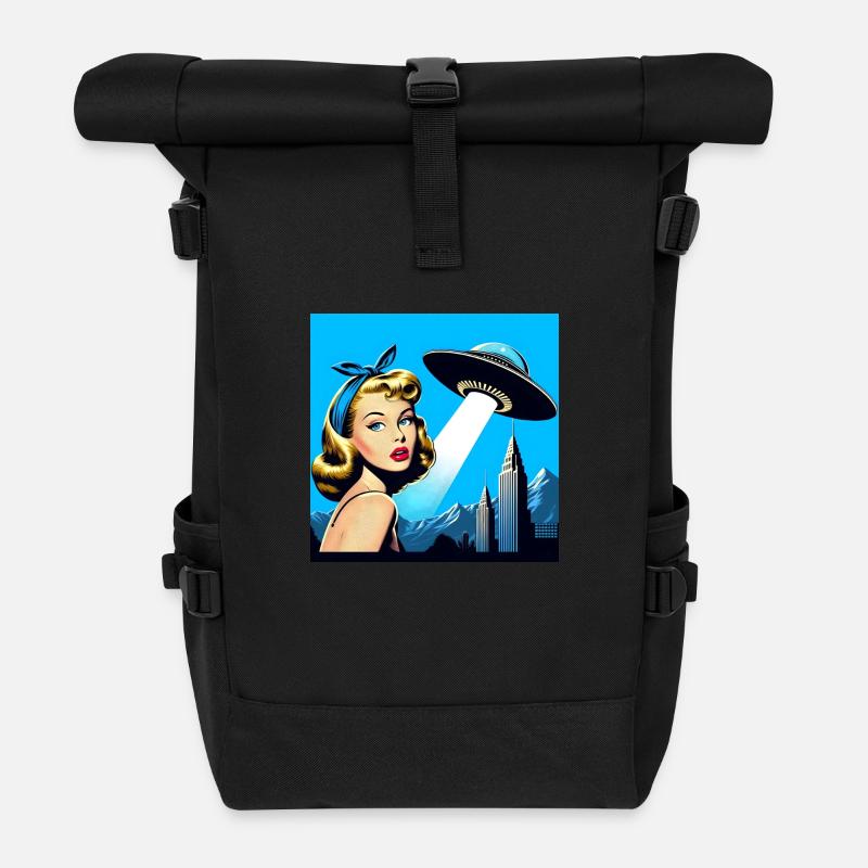 The Girl & The Spaceship - Roll Top Backpack - black