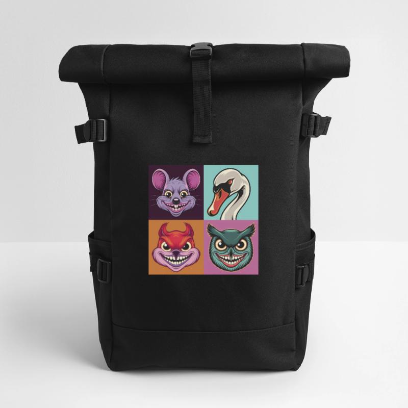 Pop-art Schwan Maus Eichhörnchen Eule Smile Rolltop Rucksack