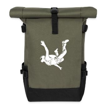 Fallschirmjäger Sprung in Profi Ausrüstung - Rolltop Rucksack - Olive/Schwarz - Vorne