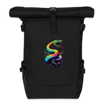 Colorful Snake Illustration - Roll Top Backpack - black - Front