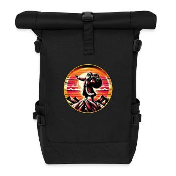 Weihnachtsmann auf Bergspitze frohe Weihnachten - Rolltop Rucksack - Schwarz - Vorne
