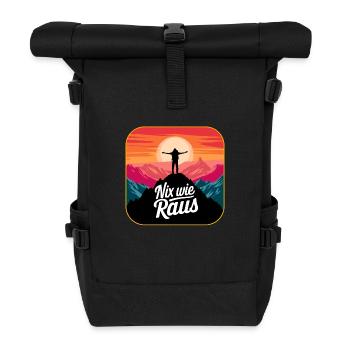 Nix wie raus - Wanderer auf dem Berggipfel - Rolltop Rucksack - Schwarz - Vorne
