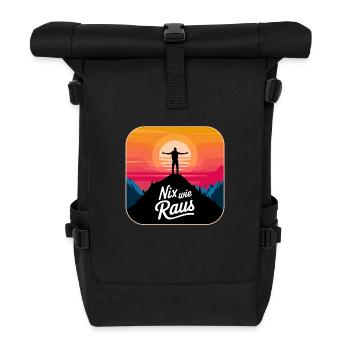 Nix wie raus - Wanderer auf dem Berggipfel - Rolltop Rucksack - Schwarz - Vorne