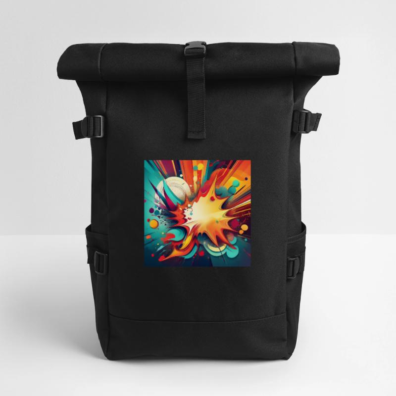 Abstract Colourful Splash with Explosive Design Roll Top Backpack