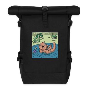 Best Friends Edition: The Otter 🦦 and the Duck 🦆 - Roll Top Backpack - black - Front
