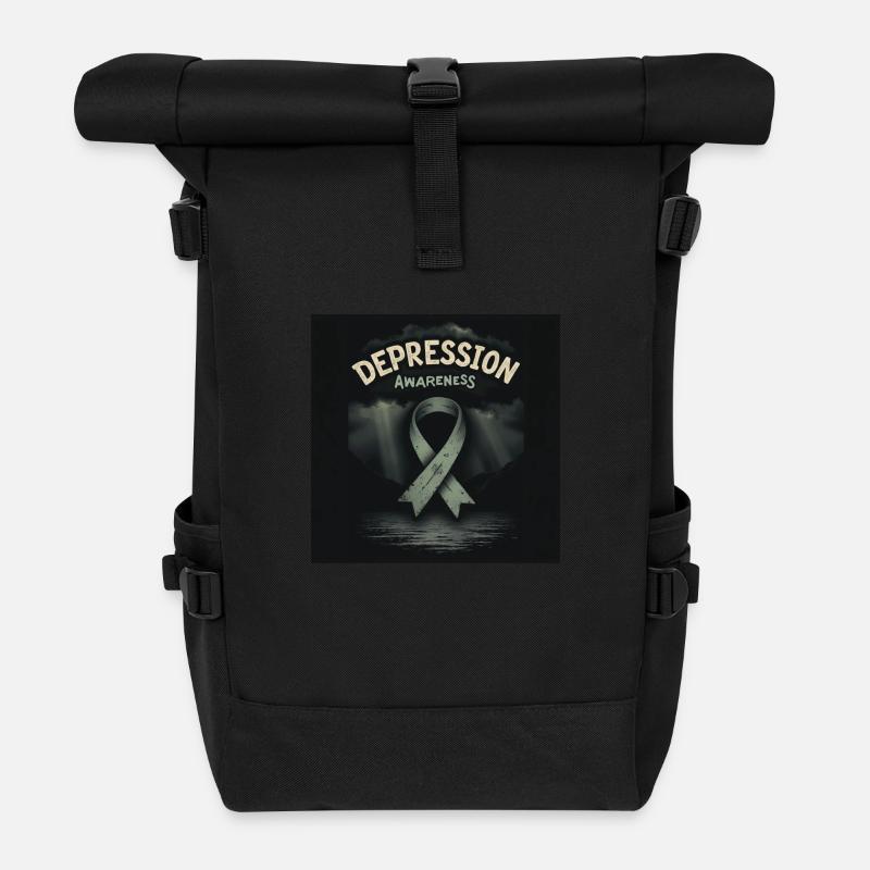 Depression Awareness - Roll Top Backpack - black