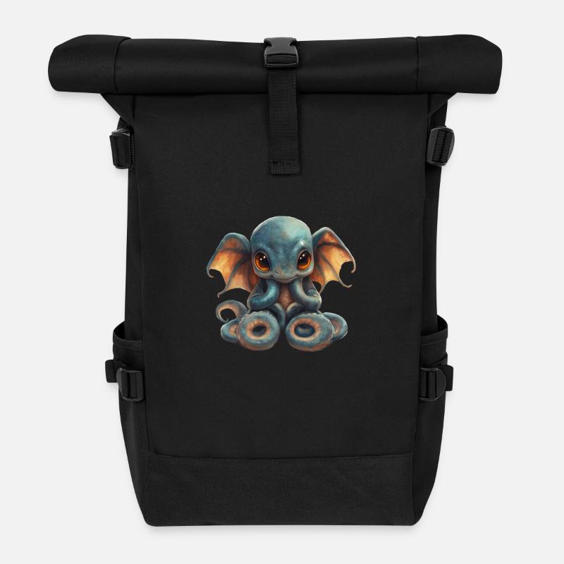 Octopus - Roll Top Backpack - black