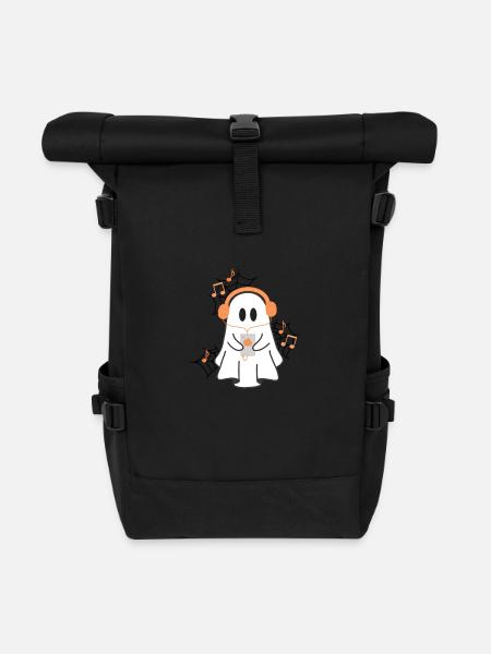 Geist mit Kopfhörer - Rolltop Rucksack - Schwarz