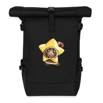 Katze Cat Stern Star Niedlich Kawaii Cute kitty - Rolltop Rucksack - Schwarz - Vorne