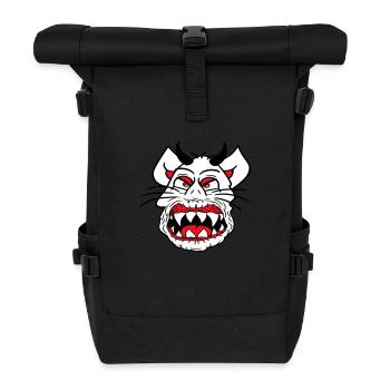 Demon Monster Cat Halloween Horror Devil Horns - Roll Top Backpack - black - Front