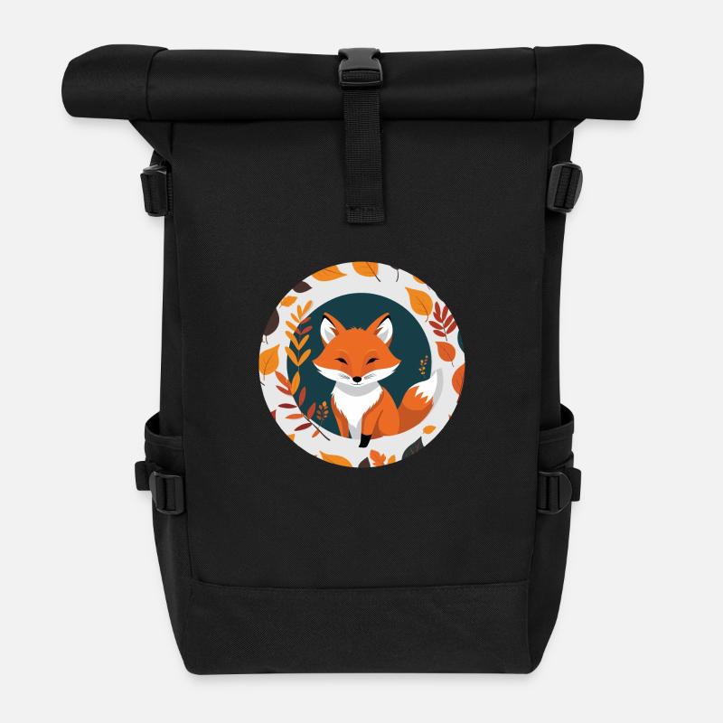 Fuchs im Herbst #9 - Rolltop Rucksack - Schwarz
